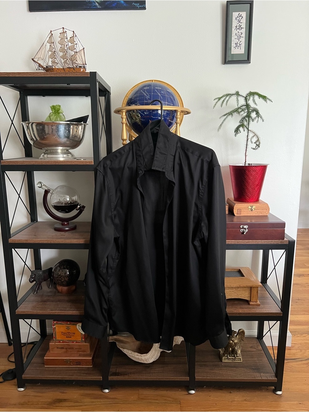 INC International Concepts Black Lightweight Button-Up Shirt - non-iron